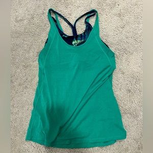 Green Champion tank with built-in bra